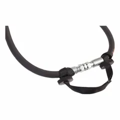 Polyester webbed restraint for hydraulic hose up to 2 in diameter. 22 in length with bolt-fix eye for hose-to-surface mounting. Rated for maximum hose pressure of 7,250 psi. Used to secure hose ends and prevent whipping in high-pressure systems.