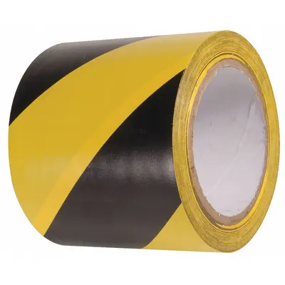 INCOM MANUFACTURING Floor Marking Tape: Gen Purpose, Striped, Black/Yellow, 4 in x 54 ft, 5.5 mil Tape Thick - General Purpose Floor Marking Tape