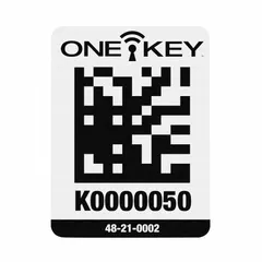 Adhesive-backed tags for labeling and tracking tools, equipment, or machinery via the One-Key system. Each tag attaches securely to assets for inventory management and location tracking. Pack includes 100 labels.