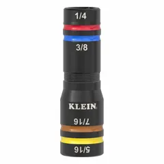 Flip socket set with 1/4 in drive, covering SAE sizes from 1/4 to 7/16 in. Small set (0-50 pieces) for use with impact drivers in fastening applications.