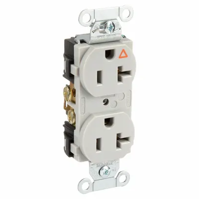 HUBBELL IG5352GY Duplex Receptacle, 5-20, Gray, 125V AC, 20A, 2-Pole/3-Wire - General Purpose Receptacles
