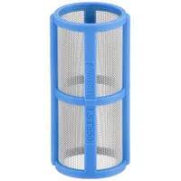 The BANJO LST550 is a replacement inline strainer screen with 50 mesh size, constructed from 316 stainless steel. It is designed to filter particulates from fluids in piping systems, protecting downstream equipment. The blue color identifier aids in quick identification. Suitable for use in water, chemical, and light oil applications