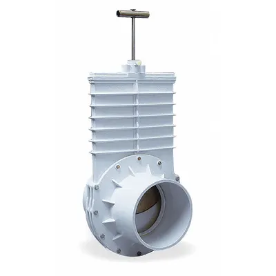 VALTERRA Gate Valve: 6 in Size, PVC, Rising, Slip x Slip, 10 psi CWP, Lever - Rising Stem PVC General Purpose Gate Valves