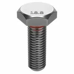 18-8 stainless steel hex head cap screw with a pre-applied sealing element for leak-proof fastening. Thread size 5/16"-18, length 1 inch, plain finish. Sold in a 5-pack. Suitable for applications requiring a seal against fluids or gases, such as in fluid handling, hydraulic systems, and pressurized equipment.