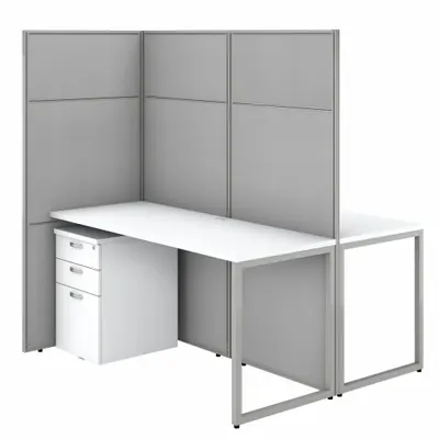 BUSH BUSINESS FURNITURE Office Cubicle with Privacy Panels, 60 in W, White - Office Cubicles with Privacy Panels