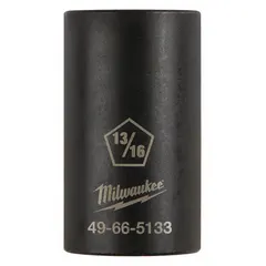 This MILWAUKEE utility impact socket is designed for use with impact wrenches in high-torque fastening applications. It is suitable for tightening and loosening bolts and nuts in automotive, construction, and industrial maintenance settings.
