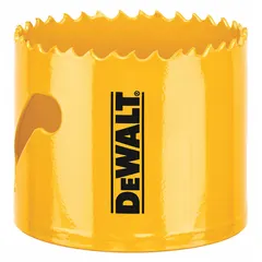 Bi-metal hole saw for cutting wood, metal, and plastic. Features 4/5 teeth per inch and a maximum cutting depth of 1-3/4 in. Requires separate arbor with 5/8"-18 thread connection. Commonly used in construction and remodeling for creating clean holes in multi-material surfaces.