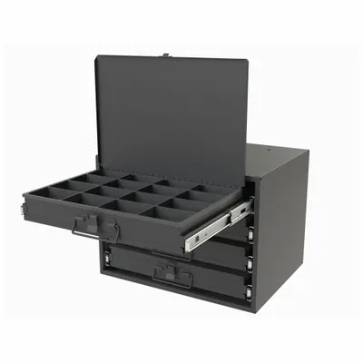 DURHAM MFG Small Compartmented-Box Cabinet, 4 Drawers, Gray, 307B-95-D932 - Small Compartmented-Box Cabinets