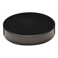 Black phenolic screw cap with rubber liner for sealing laboratory glassware. Features a 33-400 mm screw closure size and is autoclavable. Complies with ASTM E982 standards.