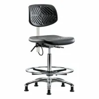 ESD Task Chair: Polyurethane, Armless, Ht Range 24 1/2 in to 34 3/4 in, 16 in Seat Wd, 17 in Seat Dp (MPN BR-ESD-PHBCH-CR-T1-A0-CF-EG)