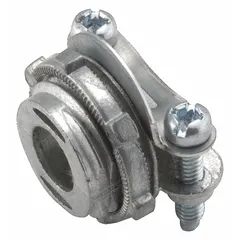 Zinc straight connector with set screw clamp for terminating flexible metal conduit. Features 1/2 in-14 NPSM thread. cULus Listed. Used to connect conduit to electrical boxes or enclosures in industrial installations.