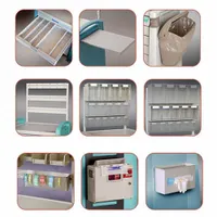 Side-mount accessory set for medical carts, includes a sharps container for safe disposal of sharp instruments. Designed for use in healthcare settings where organized storage and waste management are required