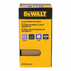 Headless, smooth, galvanized steel pin nails with chisel point, 1-1/4 in overall length, collated for use in trim, pin, finishing, and brad nailers. Pack of 2,000.