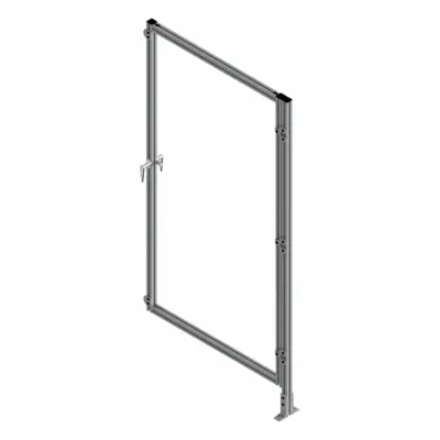 FAZTEK T-Slot Framing System Door: Add-On, Gray, Left Swing, 72 in H x 37 1/2 in W x 5 1/2 in D - Clear Plastic Door Add-On Kits