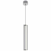 AFX INC. LEDPendant: 4 in Dia, 24 in Ht, Satin Nickel, 2,400 lm, 3000K, 25 W, 120V AC, Dimmable (MPN CSSP24L30D1SN)