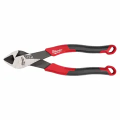 Flush-cut diagonal-cutting pliers with straight, oval design. 7 in overall length, 3/4 in jaw length, 1 1/4 in jaw width. Used for cutting wire, cable, and small fasteners flush with a surface in electrical, HVAC, and general maintenance tasks.