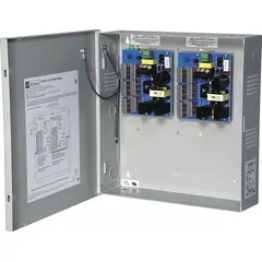 The ALTRONIX SAV36D is a power supply board housed in a steel enclosure, accepting 115/230V AC input. It is designed for use in access control, security, and automation systems requiring a regulated power source.