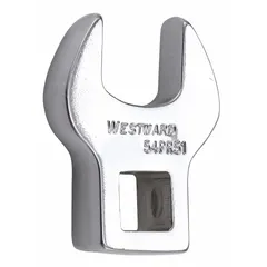 This metric open end crowfoot wrench is designed for accessing fasteners in confined spaces where standard sockets or wrenches cannot reach. It features a 15 mm head size with a rounded design and a 3/8 in drive. The alloy steel construction with a chrome finish provides corrosion resistance.