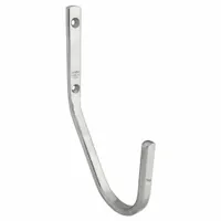 Single-point wall mount utility hook made of stainless steel with a mirror finish. Features a 4 5/8 in projection and a weight capacity of 48 lb. Suitable for hanging tools, equipment, or light industrial items in environments requiring corrosion resistance