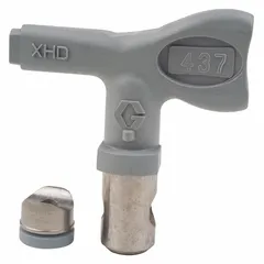 This GRACO airless spray gun tip has a 0.037 in orifice size and is designed for use with the XHD001 model and XTR series. It is suitable for applying paints, coatings, and protective finishes in industrial finishing operations.