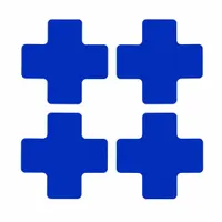 Solid blue cross-shaped floor marking tape with no legend. Each piece measures 2 in x 5 in with an 8 mil thickness. Backing material is polyester. Supplied in a 20-pack. Used in industrial facilities to mark hazard zones, equipment boundaries, or walkway intersections