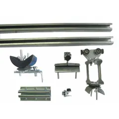 This 60-foot track festoon kit uses a C-Rail track system and is designed for flat cable or hose. It includes joint brackets and requires a minimum of 86 feet of cable or hose. Typical applications include supplying power and control signals to moving equipment such as overhead cranes, hoists, and automated machinery.