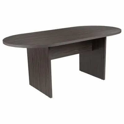 FLASH FURNITURE Oval Conference Table, Laminate, Gray, 72x35 in - Oval Conference Tables