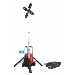 This 72V DC tripod light delivers up to 27,000 lumens with three selectable modes. It extends to a maximum height of 120 inches for wide-area illumination on construction sites, industrial facilities, and other jobsites requiring portable high-brightness lighting.