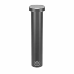 Steel clevis pin with plain finish, 3/8 in diameter and 1 7/8 in shank length. Used as a removable pivot point in mechanical linkages. Supplied in a 25-pack.