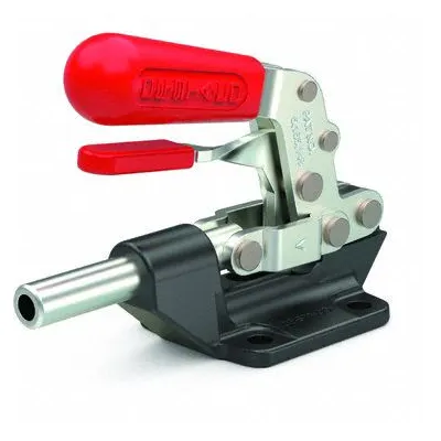 DE-STA-CO Straight Line Clamp: Flange Base Mounting, Locking Horizontal Handle - Secure Locked Straight-Line Toggle Clamps