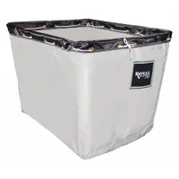 This replacement canvas liner is designed for removable liner basket trucks used in material handling operations. It provides an abrasion-resistant interior for transporting bulk items such as linens, garments, or lightweight parts. The liner includes a nylon rope for secure attachment to the truck frame. Measures 40 in x 28 in x 30 in with a capacity of 19.4 cu ft