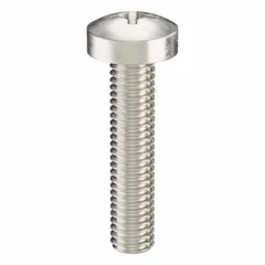 Pan head machine screws with M3x0.50 thread, 14 mm length, made of 316 stainless steel with plain finish. Phillips drive, #1 drive size. Suitable for general industrial assembly, electrical enclosures, machinery guards, and instrumentation panels. Supplied in a 100-pack.