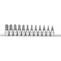 WESTWARD Socket Bit Set: 1 - 25 Pieces, 3/8 in Drive Size, 12 Pieces, 2 mm to 12 mm Tip Size Range
