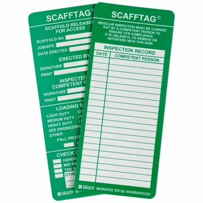 BRADY Tag: 3 1/8 in Wd, 7 5/8 in Ht, Green/White, Rectangle, Polyester, Outdoor - Safety