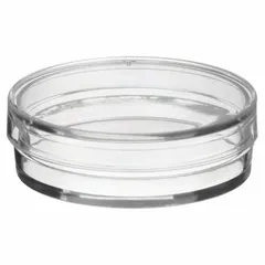 This 35 mm diameter, 10 mm height round Petri dish is made of clear, sterile polystyrene with no surface treatment. It serves as a standard culture vessel for microbial culturing, cell observation, and sample incubation in laboratory settings.