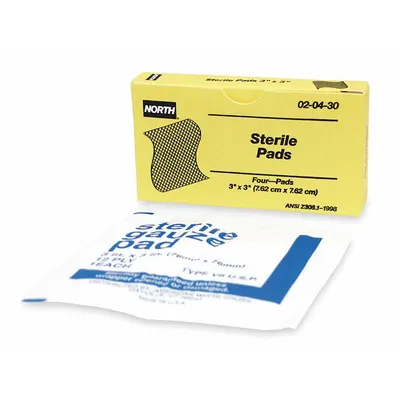 PIP GLOBAL SAFETY Gauze Pad, Sterile, 3 in x 3 in, 4-Pack - Gauze Pads