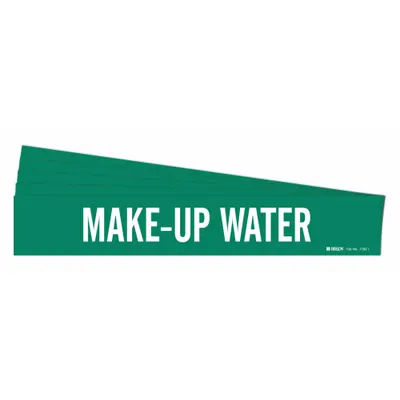 BRADY Pipe Marker: Make-Up Water, Green, White, Fits 2 1/2 to 7 7/8 in Pipe O.D. - Make-Up Water Adhesive Pipe Markers