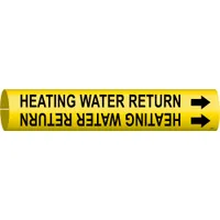 Pipe Marker: Heating Water Return, Yellow, Black, Fits 2 1/2 to 3 7/8 in Pipe O.D., 1 Pipe Markers (MPN 4072-C)