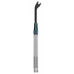Alloy steel construction with black oxide finish. Single-end, open-end design with interchangeable handle. 2.5 mm head size, 3 in overall length. For turning fasteners in confined spaces where standard wrenches cannot fit.