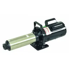 Horizontal booster pump for increasing water pressure in commercial and industrial water supply systems, irrigation networks, and process applications. Delivers 30 gpm best efficiency flow with 120 psi shut-off pressure. Motor is 3 hp, single phase, 230V AC, with open drip-proof (ODP) enclosure.