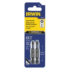 This 2-pack of impact bits features a #1 Phillips (PH1) tip and a hex shank for secure fit in impact drivers and power drills. Made of steel, these bits are suited for driving fasteners in general assembly, maintenance, and repair tasks.