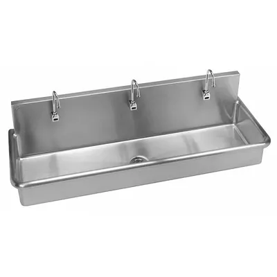 JUST MANUFACTURING Three-Station Hospital Sink with Faucets J6020S-J - Three-Station Hospital Sinks with Faucets