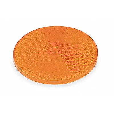 GROTE Reflector: Round, Amber, 2 1/2 in Overall Lg - Stick On Reflectors