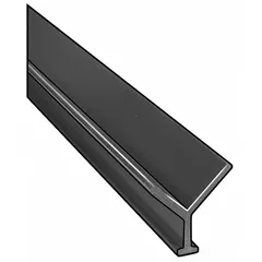 Fiberglass Y angle stock for concrete embedment applications. Features a 135° angle with 2 in outside leg length, 1/4 in leg thickness, and 20 ft overall length. Dark gray polished finish with square inside corner. Used as corrosion-resistant reinforcement in concrete structures.