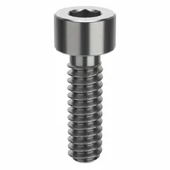 Inch-system standard socket head cap screw with #4-40 thread, 3/8 in length, right-hand thread, and 3/32 in drive size. Made from 316 stainless steel with H5 tolerance and plain finish. Used for fastening components in machinery, equipment, and assemblies requiring corrosion resistance.
