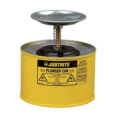 JUSTRITE Plunger Can, 1/2 gal, Powder Coated Steel, Yellow, MPN 10218 - Plunger Cans