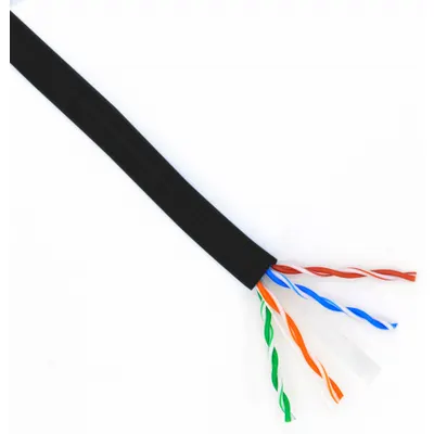 TRIPLETT Data Cable: 1,000 ft Cable Lg, 23 AWG, Riser, Black, PVC, CAT6AU-1000BK - Category 6A Cable
