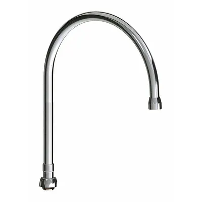 CHICAGO FAUCETS Gooseneck Swivel Spout, Polished Chrome, Brass, Laminar, UNEF - Gooseneck Faucet Spouts