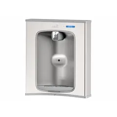 This retrofit kit adds a bottle filling station to existing wall-mounted drinking fountains. Constructed of stainless steel with a silver finish, it measures 16 inches in height and 16-1/4 inches in width. Includes wall mounting brackets for installation. Suitable for commercial and institutional settings where convenient water refill access is needed.