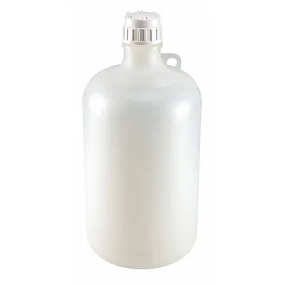 GLOBE SCIENTIFIC Sampling Bottle: Polypropylene, 2.11 gal, 8 L, Natural, Closure Included - Polypropylene Narrow Mouth Round Lab Bottles